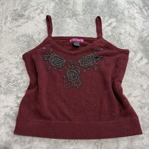 VTG Y2K IDI by Mathew Acrylic Embellished Cami Top Size S Whimsy Retro Boho